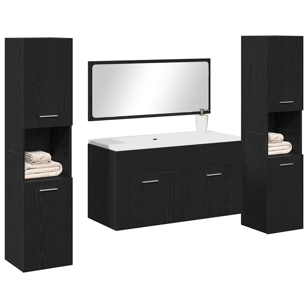 Badezimmermöbel Set 4 pcs Schwarze Eiche 41 x 38.5 x 46 cm