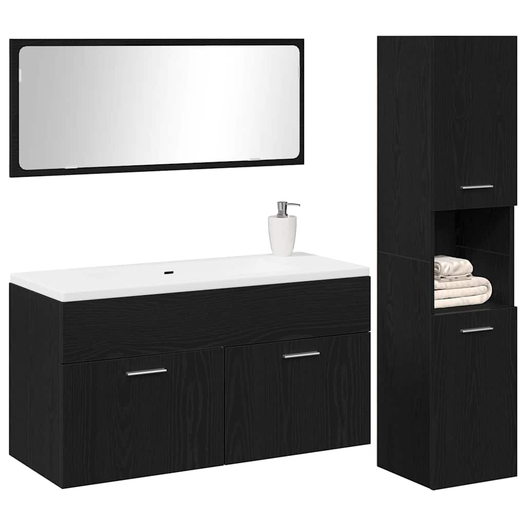 Badezimmer Möbel Set 3 pcs Schwarze Eiche 60 x 38.5 x 46 cm
