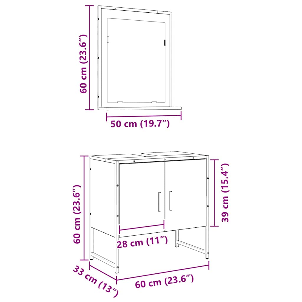 Badezimmermöbel Set 2 pcs Braun 60 x 33 x 60 cm Holzwerkstoff