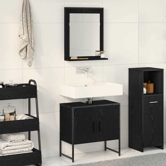 Badezimmermöbel Set 2 pcs Schwarz 60 x 33 x 60 cm Holzwerkstoff