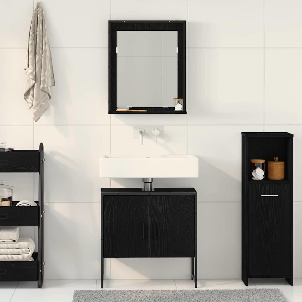 Badezimmermöbel Set 2 pcs Schwarz 60 x 33 x 60 cm Holzwerkstoff