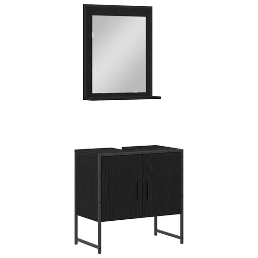Badezimmermöbel Set 2 pcs Schwarz 60 x 33 x 60 cm Holzwerkstoff