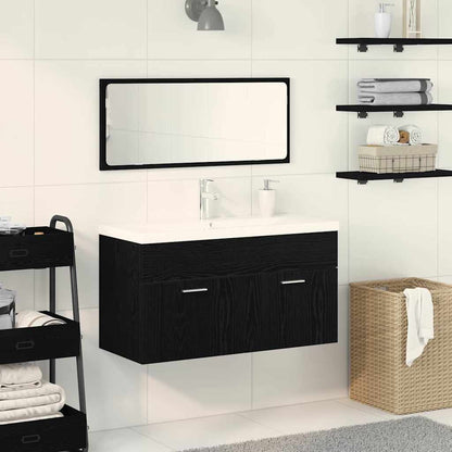 Badezimmermöbelset 3 pcs Schwarz Eichen-Optik 90x38,5x46cm