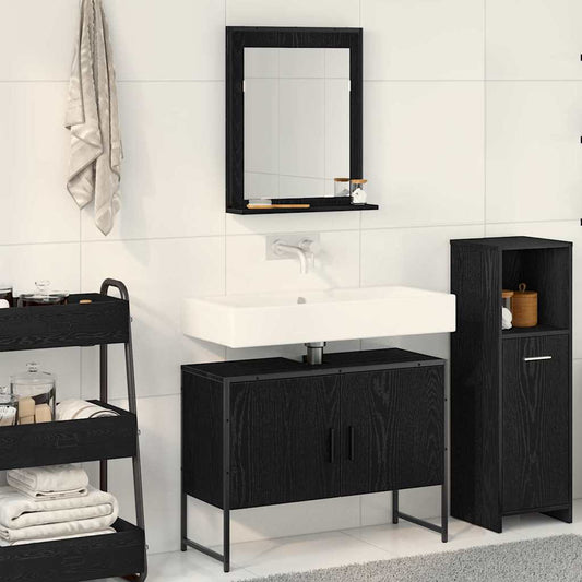 Badezimmermöbel Set 2 pcs Schwarz 80 x 33 x 60 cm Holzwerkstoff