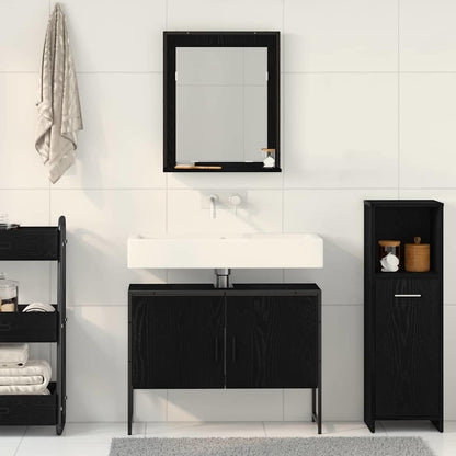 Badezimmermöbel Set 2 pcs Schwarz 80 x 33 x 60 cm Holzwerkstoff