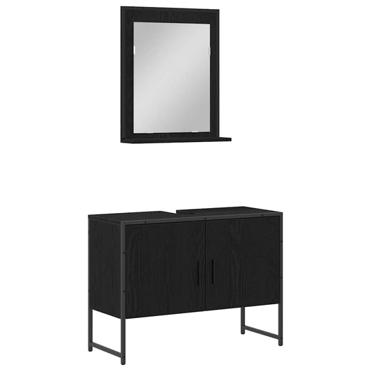 Badezimmermöbel Set 2 pcs Schwarz 80 x 33 x 60 cm Holzwerkstoff