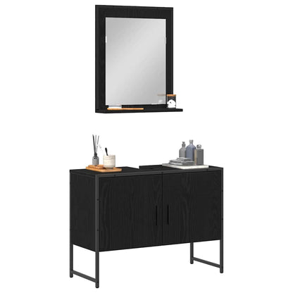 Badezimmermöbel Set 2 pcs Schwarz 80 x 33 x 60 cm Holzwerkstoff