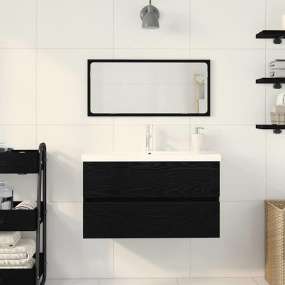 Badezimmermöbel Set Wandmontiert 3 pcs Schwarz Eichen-Optik