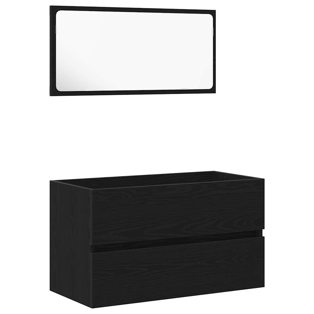 Badezimmermöbel Set Wandmontiert 3 pcs Schwarz Eichen-Optik