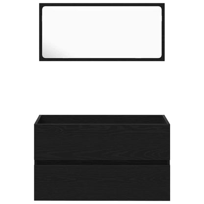Badezimmermöbel Set Wandmontiert 3 pcs Schwarz Eichen-Optik