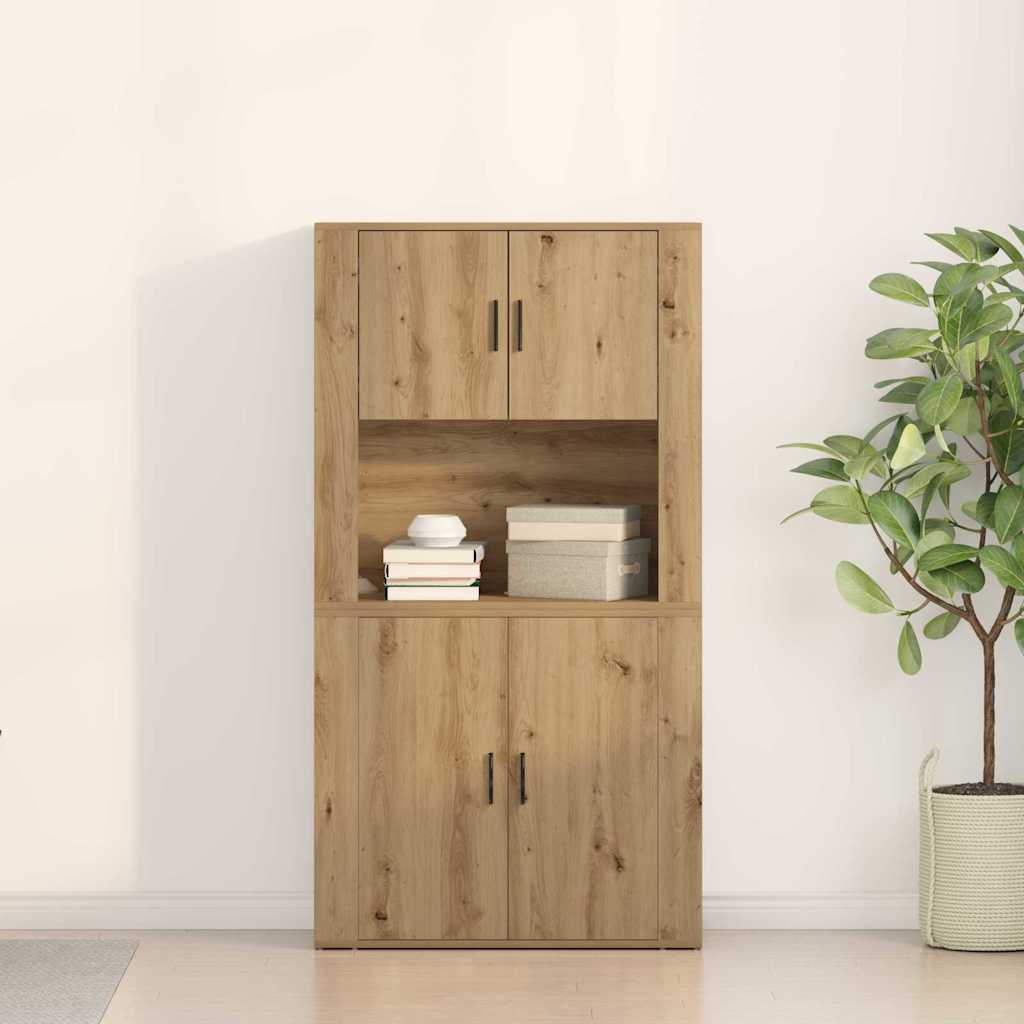 Highboard Eiche handwerklich 80 x 33 x 150 cm Holzwerkstoff