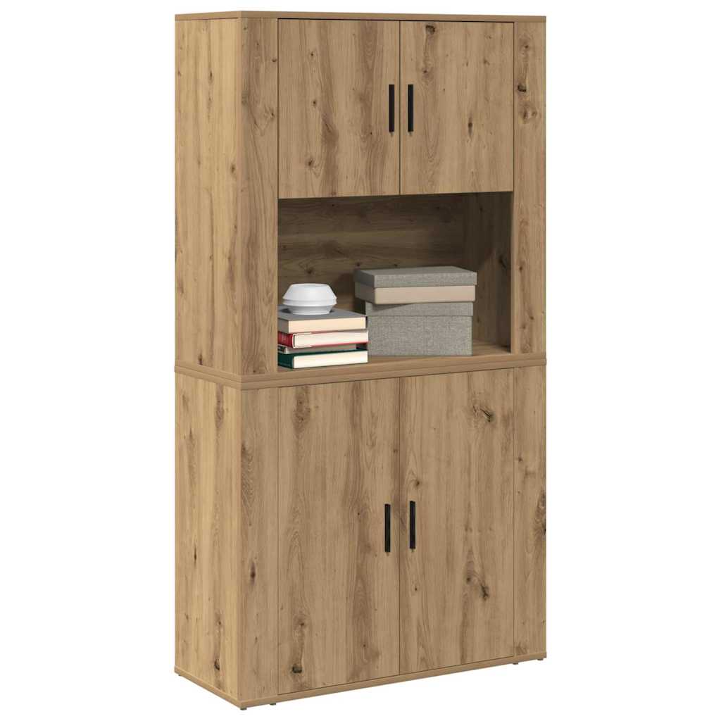 Highboard Eiche handwerklich 80 x 33 x 150 cm Holzwerkstoff