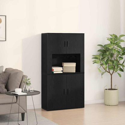 Highboard Schwarze Eiche 80 x 33 x 150 cm Holzwerkstoff