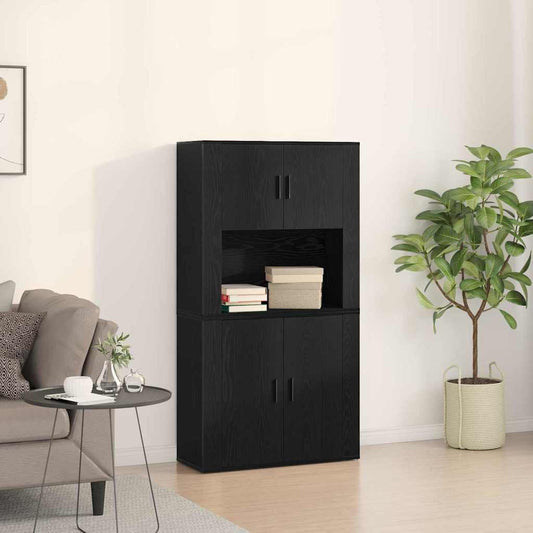 Highboard Schwarze Eiche 80 x 33 x 150 cm Holzwerkstoff