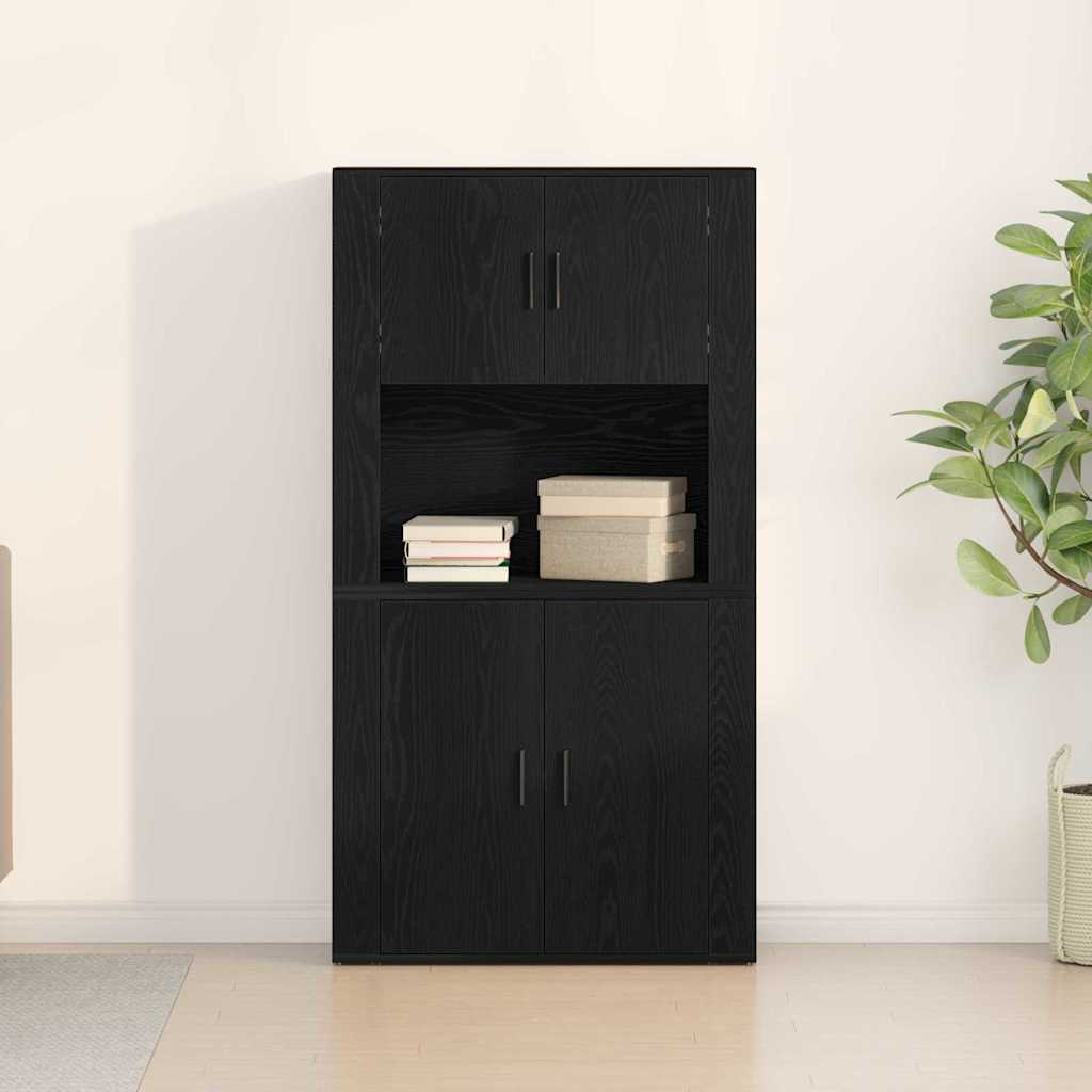 Highboard Schwarze Eiche 80 x 33 x 150 cm Holzwerkstoff