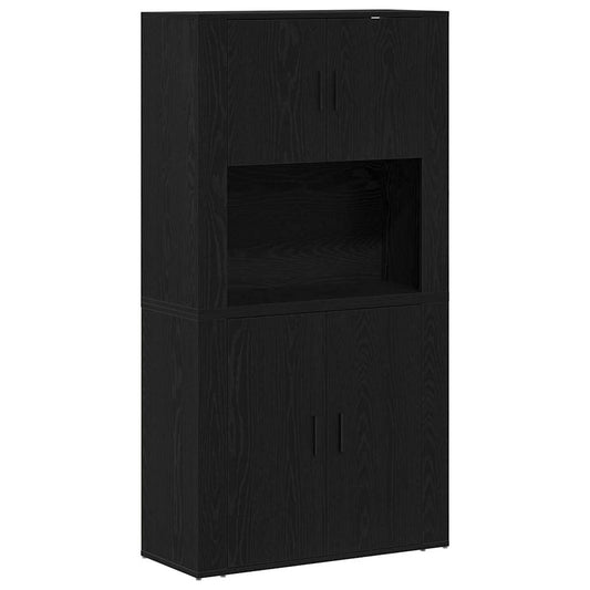 Highboard Schwarze Eiche 80 x 33 x 150 cm Holzwerkstoff