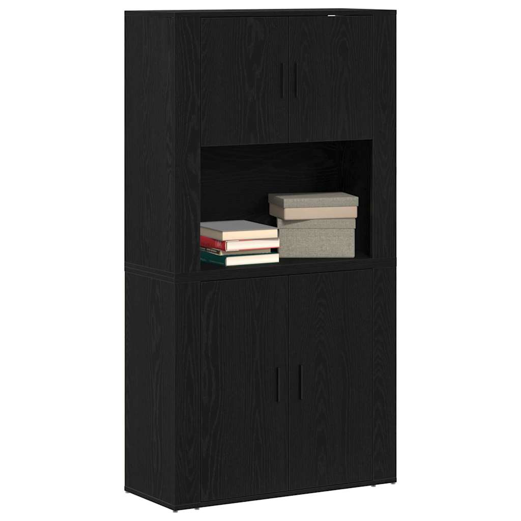 Highboard Schwarze Eiche 80 x 33 x 150 cm Holzwerkstoff