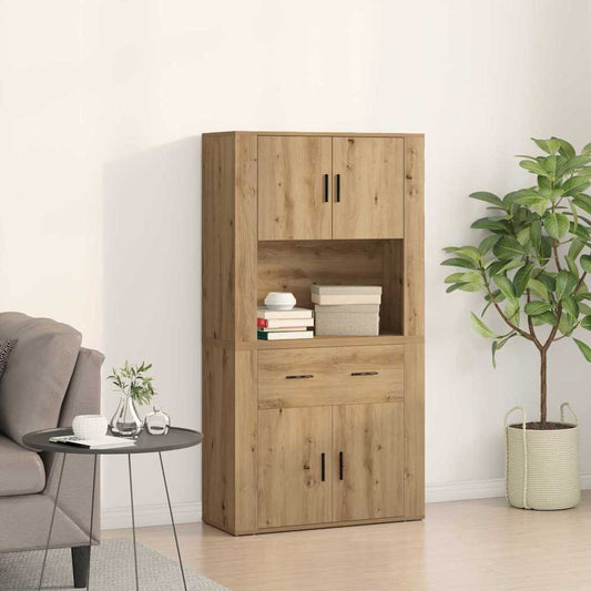 Highboard Eiche handwerklich 80 x 33 x 150 cm Holzwerkstoff