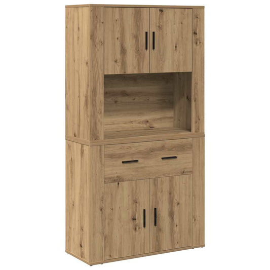Highboard Eiche handwerklich 80 x 33 x 150 cm Holzwerkstoff