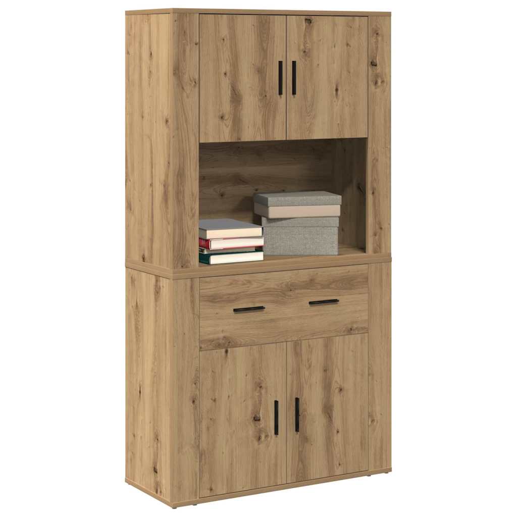 Highboard Eiche handwerklich 80 x 33 x 150 cm Holzwerkstoff