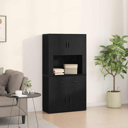 Highboard Schwarze Eiche 80 x 33 x 150 cm Holzwerkstoff