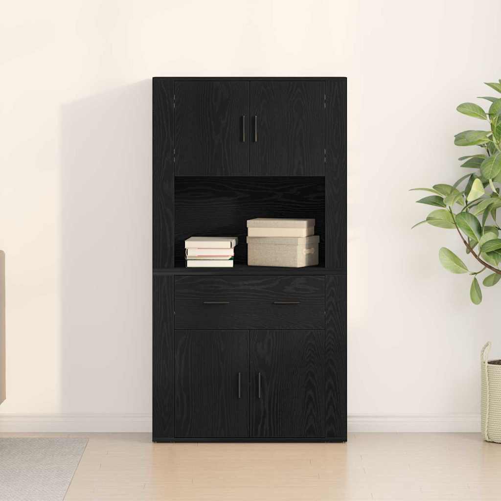 Highboard Schwarze Eiche 80 x 33 x 150 cm Holzwerkstoff
