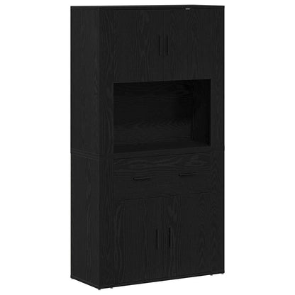 Highboard Schwarze Eiche 80 x 33 x 150 cm Holzwerkstoff