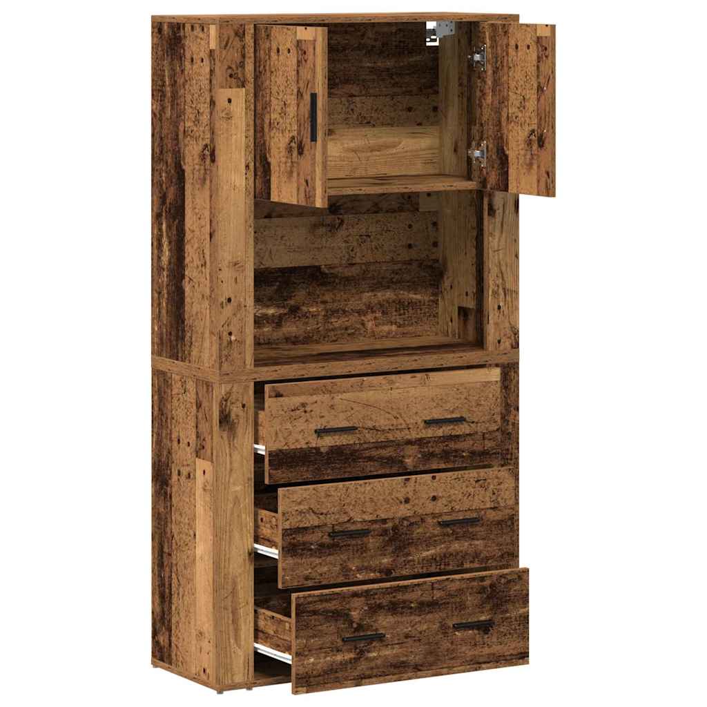 Highboard mit Schubladen Altholz 80 x 33 x 150 cm Holzwerkstoff