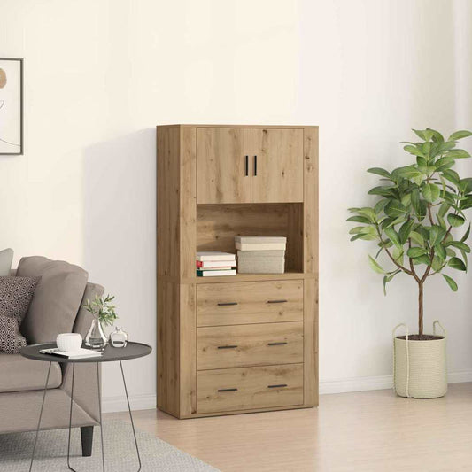 Highboard Eiche handwerklich 80 x 33 x 150 cm Holzwerkstoff