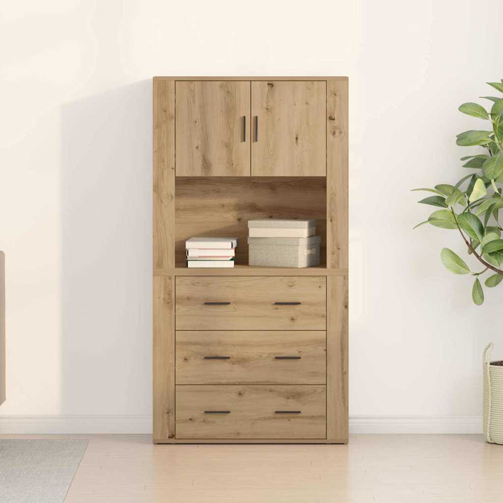 Highboard Eiche handwerklich 80 x 33 x 150 cm Holzwerkstoff