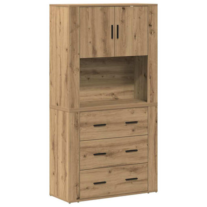 Highboard Eiche handwerklich 80 x 33 x 150 cm Holzwerkstoff