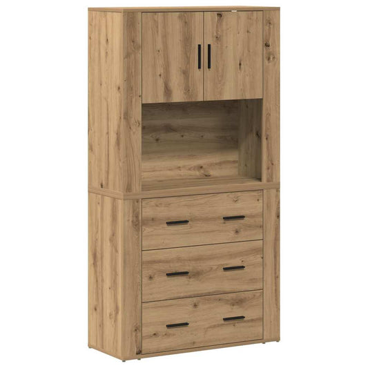 Highboard Eiche handwerklich 80 x 33 x 150 cm Holzwerkstoff
