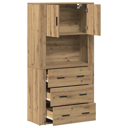 Highboard Eiche handwerklich 80 x 33 x 150 cm Holzwerkstoff