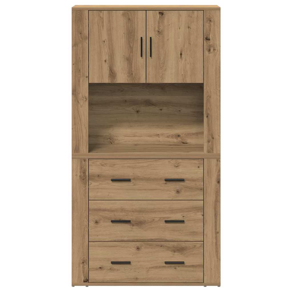 Highboard Eiche handwerklich 80 x 33 x 150 cm Holzwerkstoff