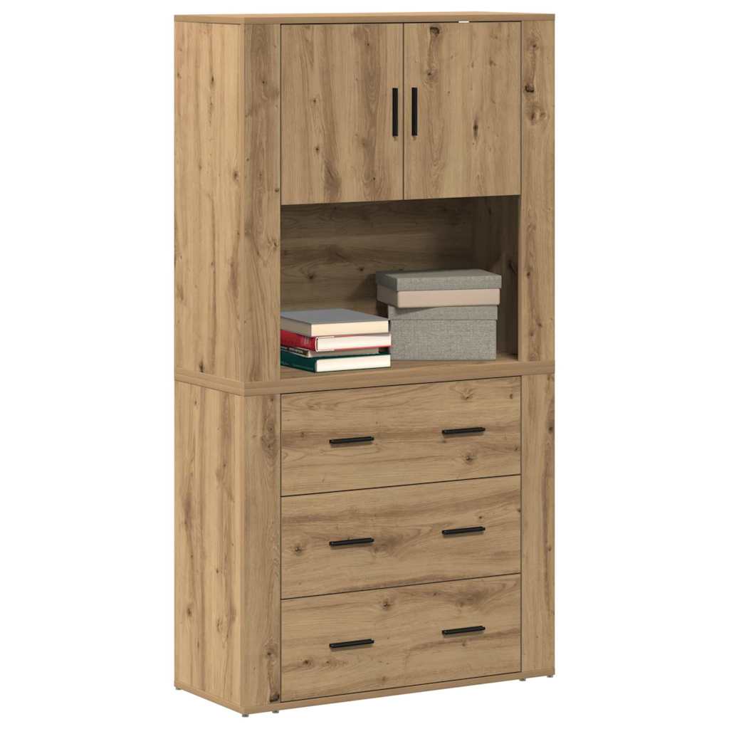 Highboard Eiche handwerklich 80 x 33 x 150 cm Holzwerkstoff