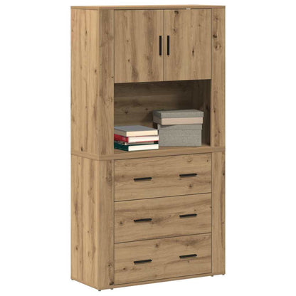 Highboard Eiche handwerklich 80 x 33 x 150 cm Holzwerkstoff