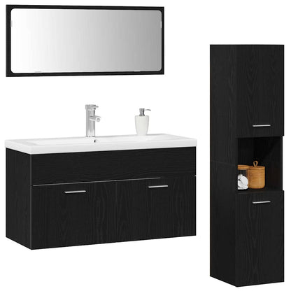 Badezimmermöbel Set mit Schubladen 4 pcs Schwarz Eichen-Optik