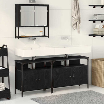 Badezimmermöbel Set 3 pcs Schwarz 80 x 30 x 60 cm Holzwerkstoff