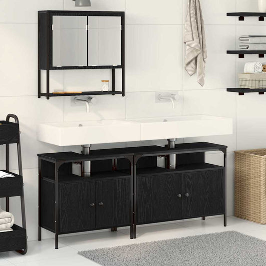 Badezimmermöbel Set 3 pcs Schwarz 80 x 30 x 60 cm Holzwerkstoff