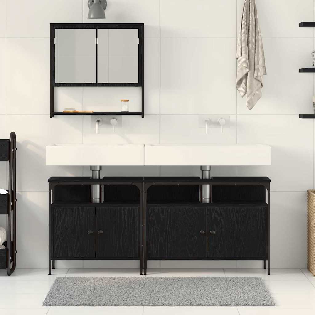 Badezimmermöbel Set 3 pcs Schwarz 80 x 30 x 60 cm Holzwerkstoff