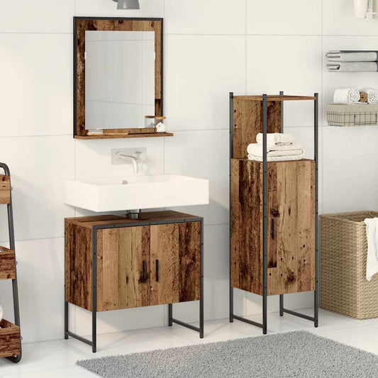 Badezimmermöbel Set mit Speicher 3 pcs Braun 33 x 33 x 102,5 cm