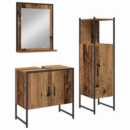 Badezimmermöbel Set mit Speicher 3 pcs Braun 33 x 33 x 102,5 cm