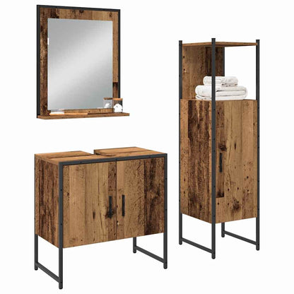 Badezimmermöbel Set mit Speicher 3 pcs Braun 33 x 33 x 102,5 cm