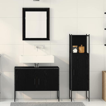 Badezimmermöbel Set mit Tür 3 pcs Schwarz 33 x 33 x 102,5 cm
