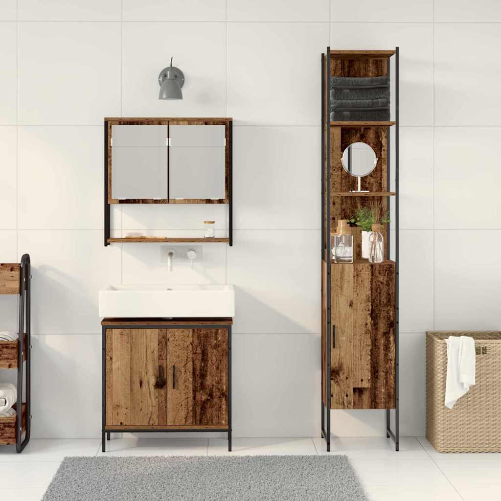Badezimmermöbel Set mit Regal 3 pcs Braun 33 x 33 x 185.5 cm