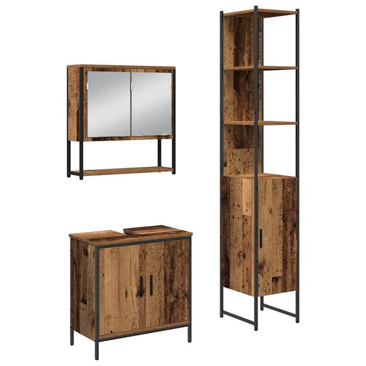 Badezimmermöbel Set mit Regal 3 pcs Braun 33 x 33 x 185.5 cm