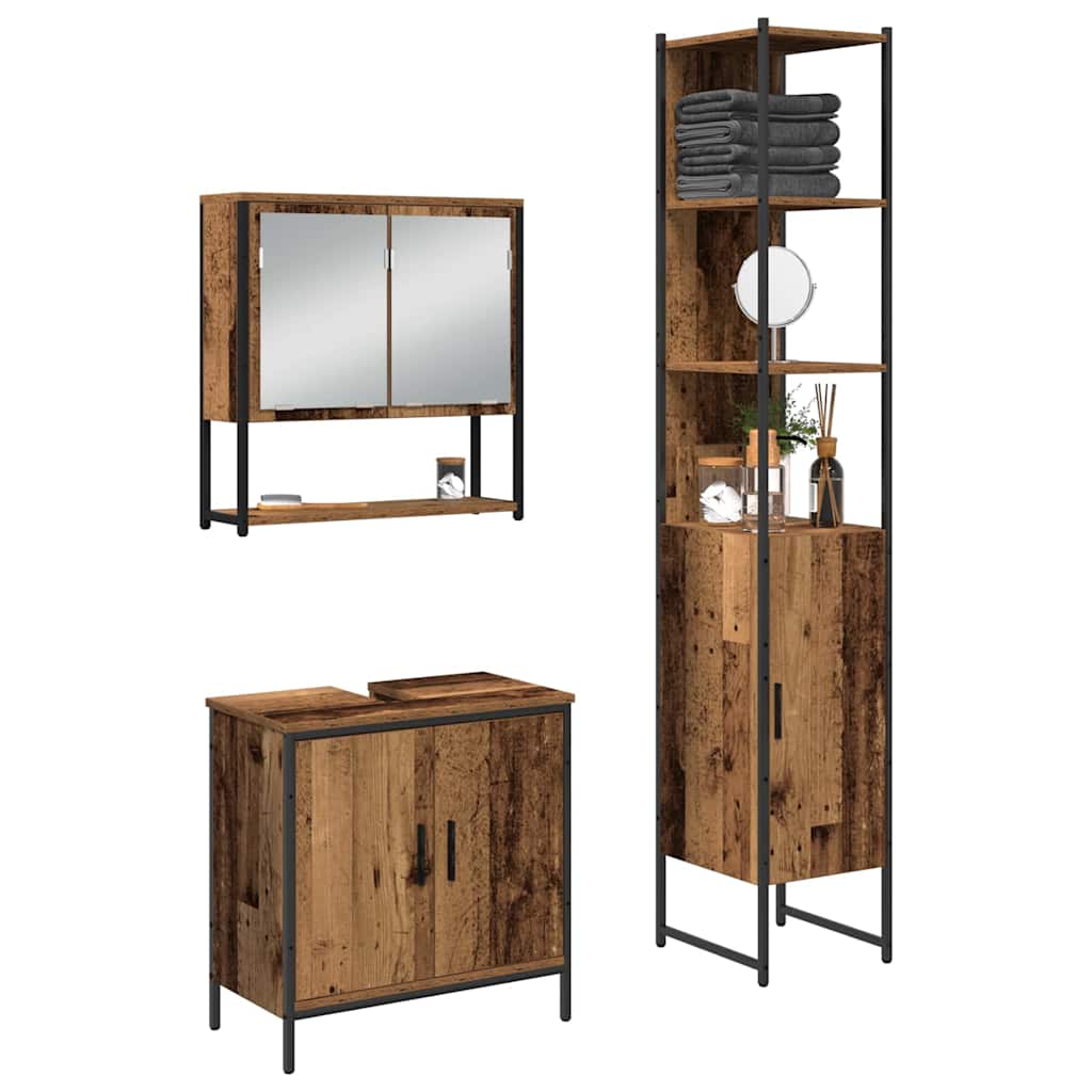 Badezimmermöbel Set mit Regal 3 pcs Braun 33 x 33 x 185.5 cm