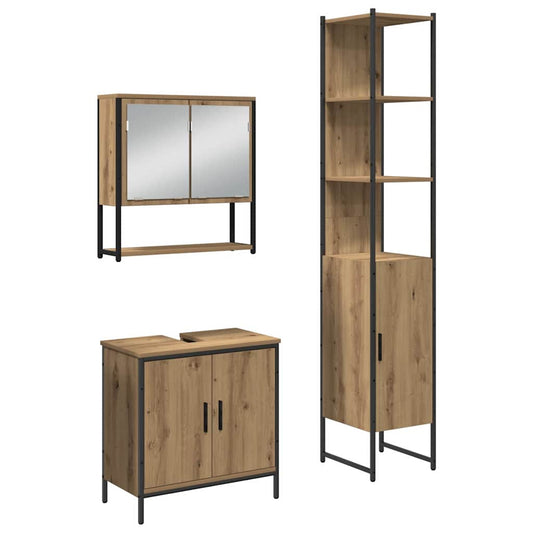 Badezimmermöbel Set mit Regal 3 pcs Braun 33 x 33 x 185.5 cm