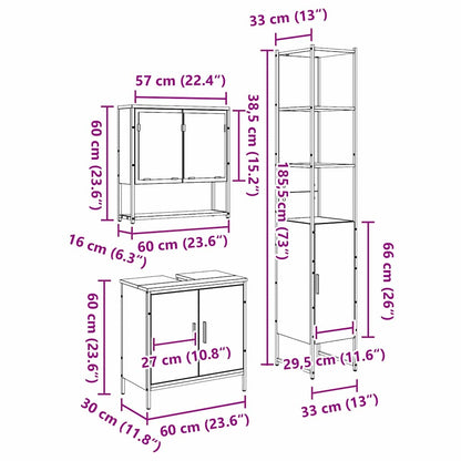 Badezimmermöbel Set mit Regal 3 pcs Braun 33 x 33 x 185.5 cm