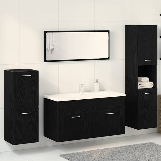 Badezimmermöbel Set 4 pcs Schwarze Eiche 30 x 30 x 130 cm